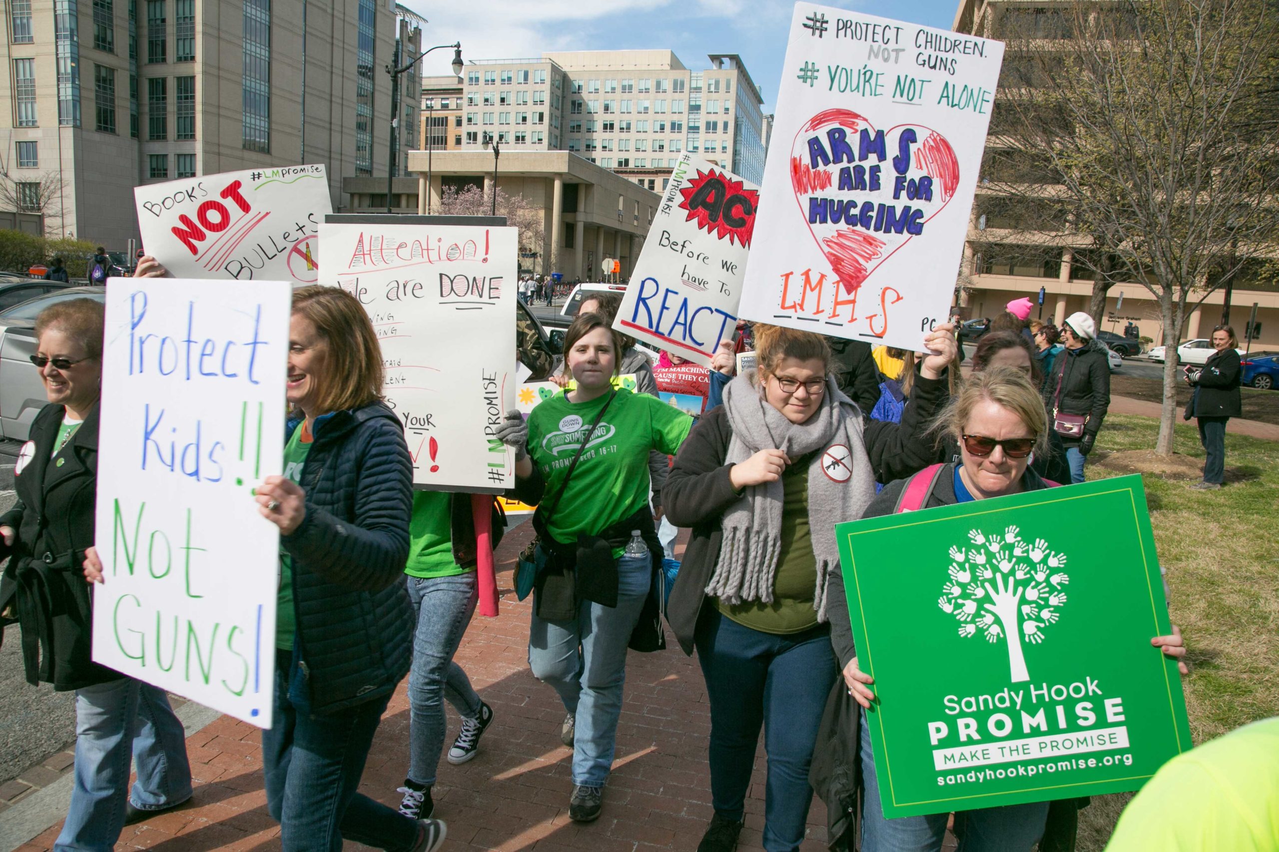 Volunteers and supporters with Sandy Hook Promise participate in the 2018 Marach For Our Lives in Washington, D.C.