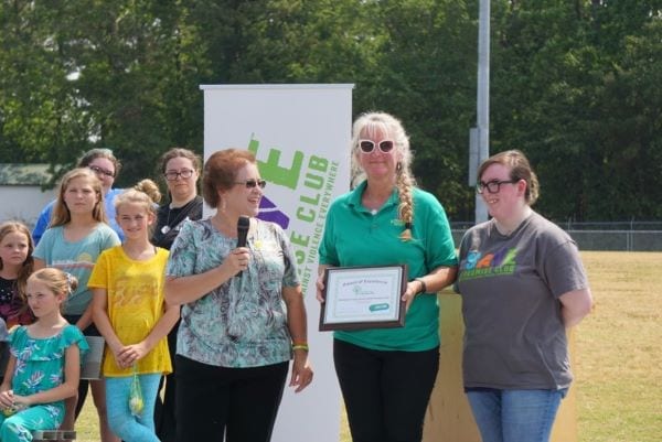Swansboro High School SAVE Promise Club receives national award for Say Something Week from National SAVE Promise Club Director, Carleen Wray. Swansboro High School shines with their signature Meet-at-the-fence event where community is built by bringing the district schools together for a special event.