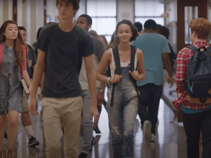 High school students walking the halls