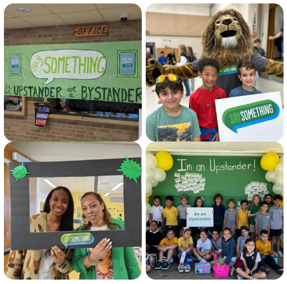 collage of elementary aged students participating in Say Something.
