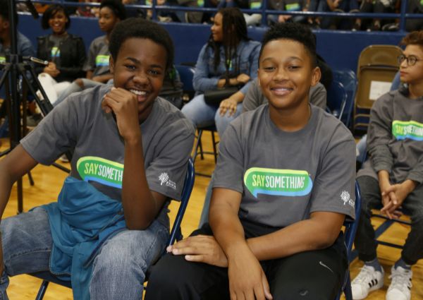 Two students at a Say Something training